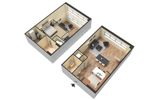 the illustration of the interior of a small apartment